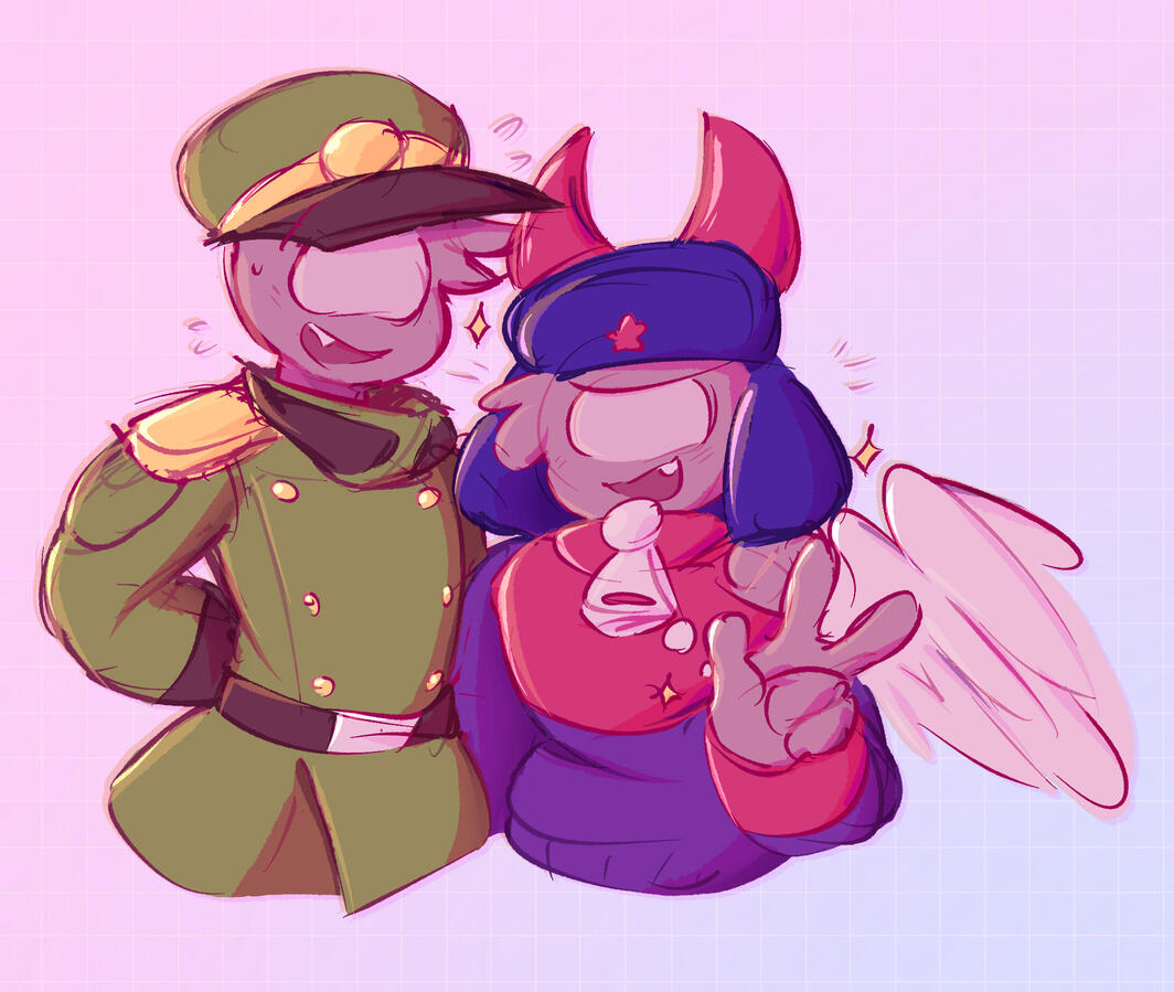 A colored sketch of a pair of &#39;twins&#39; of mine.